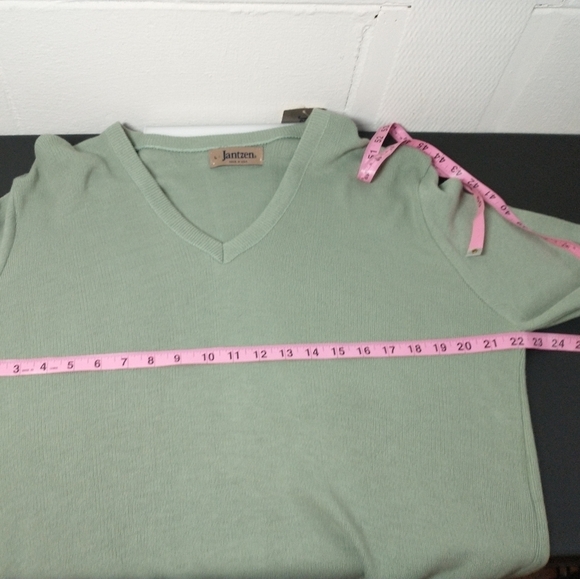 NWT Jantzen Made In USA Acrylic Green V Neck Sweater, tall size L men's - Picture 5 of 7